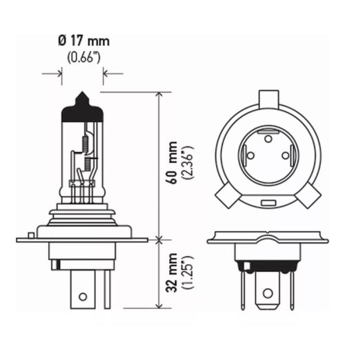 Lâmpada Halógena Hella H4 24V 75/70W P43T