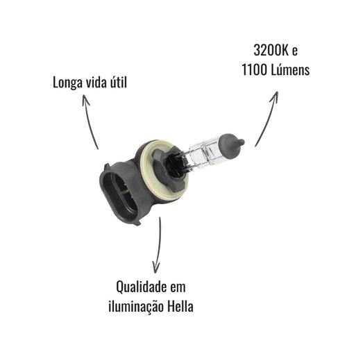 Lâmpada Halógena Hella H27/2 881 12V 27W PGJ13