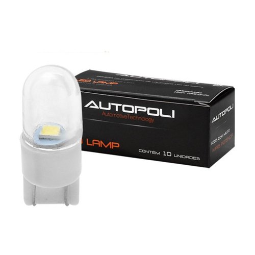Lâmpada LED Autopoli 12V 0,9W Esmagada Branca 10 Unidades