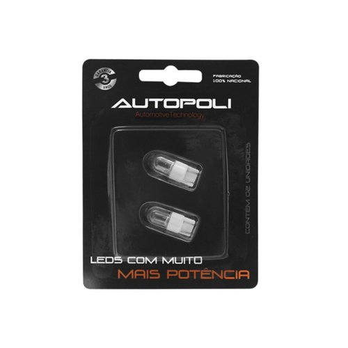 Par Lâmpada LED Autopoli 12V 0,9W Esmagada Branca
