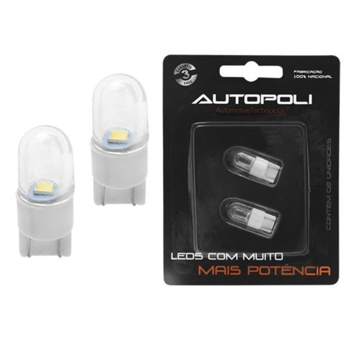 Par Lâmpada LED Autopoli 12V 0,9W Esmagada Branca
