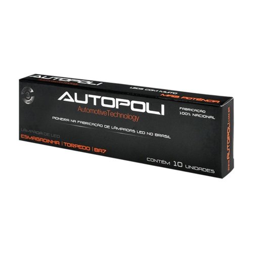 Lâmpada LED Autopoli 12V 1,8W Torpedo SV8,5-8 36mm 10 Unid