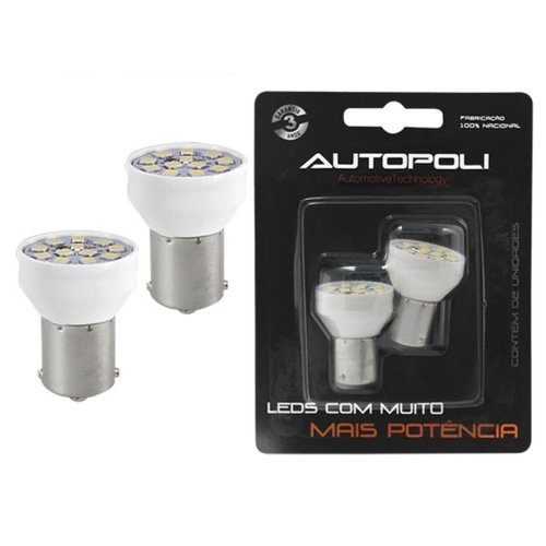 Par Lâmpada LED Autopoli Branco 12V 3,5W BA15S-21 (1141)