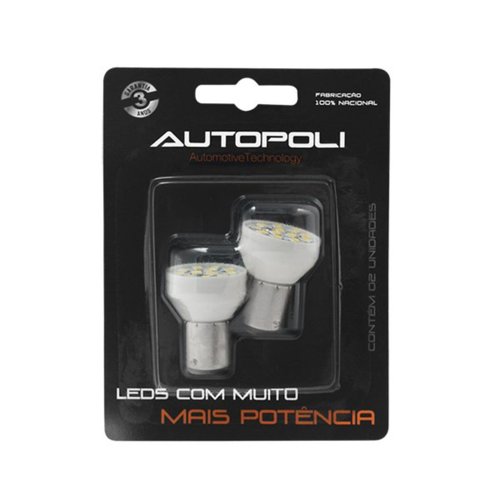 Par Lâmpada LED Autopoli Branco 12V 3,5W BA15S-21 (1141)