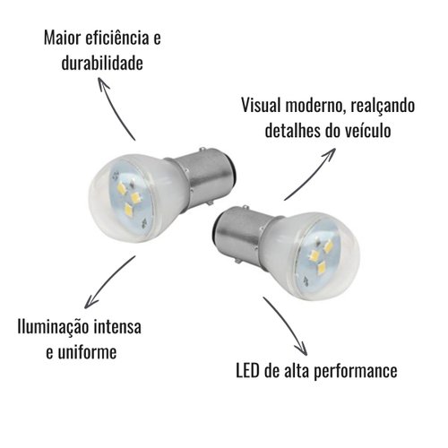 Lâmpada LED Autopoli 12V 3W BAY15D (1034) Branca 10 Unidades