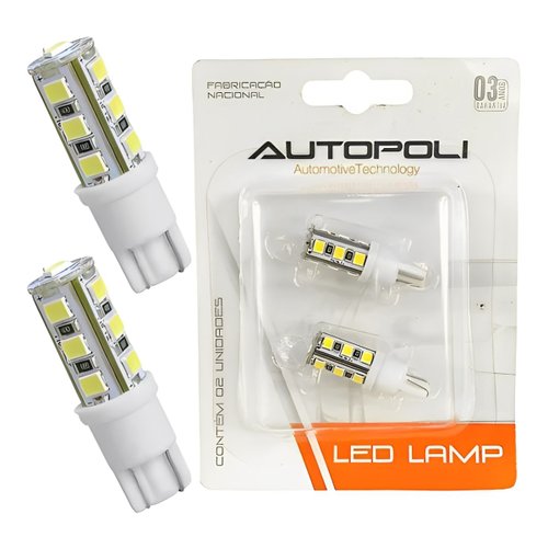 Par Lâmpada LED Autopoli 12V 4W Branca Esmagada Torre