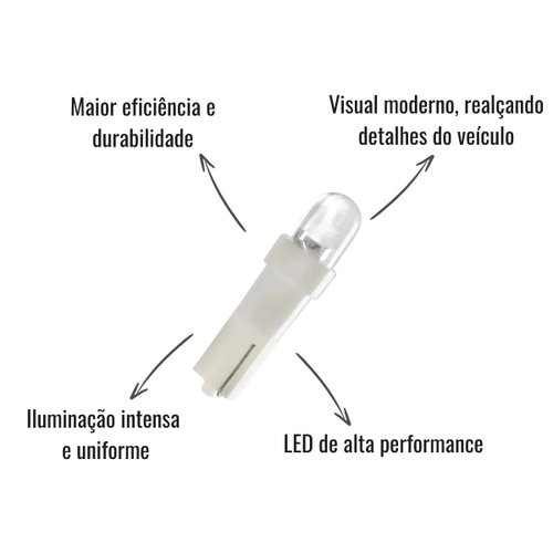 Lâmpada LED Autopoli 24V 0,9W Esmagadinha Branca 10 Unidades