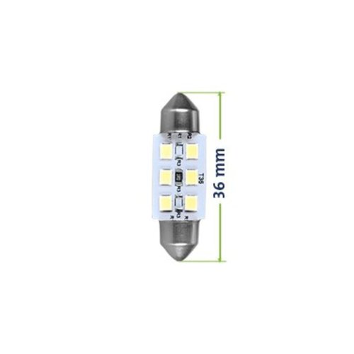 Lâmpada LED Autopoli 24V 1,8W Torpedo SV8,5-8 36mm 10 Unid