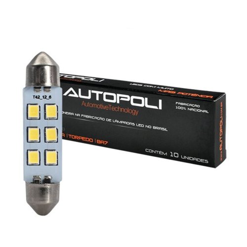 Lâmpada LED Autopoli 24V 1,8W Torpedo SV8,5-8 42mm 10 Unid