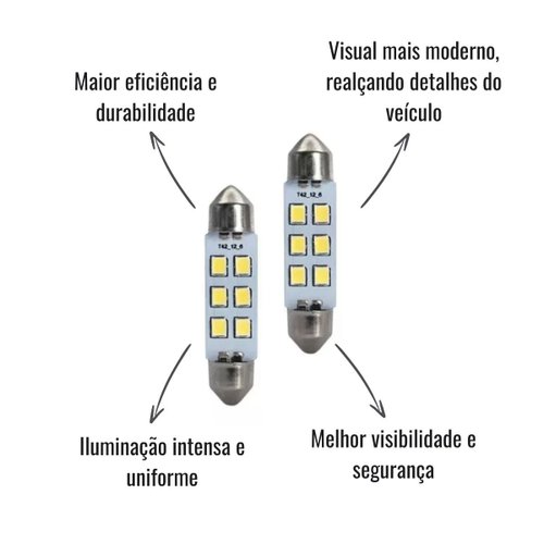 Lâmpada LED Autopoli 24V 1,8W Torpedo SV8,5-8 42mm 10 Unid
