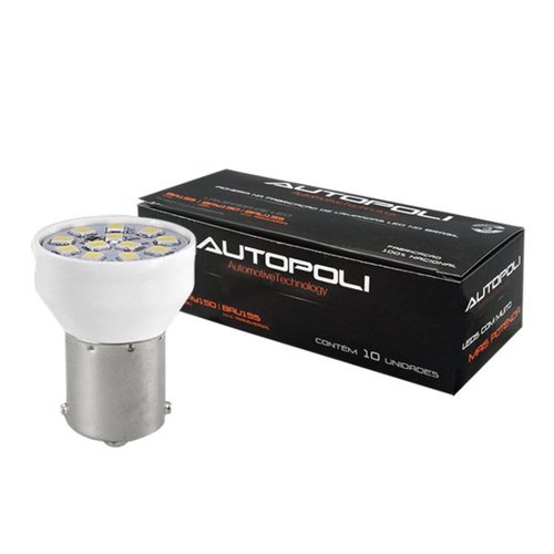 Lâmpada LED Autopoli Branco 12V 3,5W BA15S-21 (1141) 10 Unid