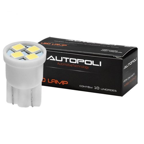 Lâmpada LED Autopoli Branco 24V 1,8W W2,1X9,5D Pingão 10 Un