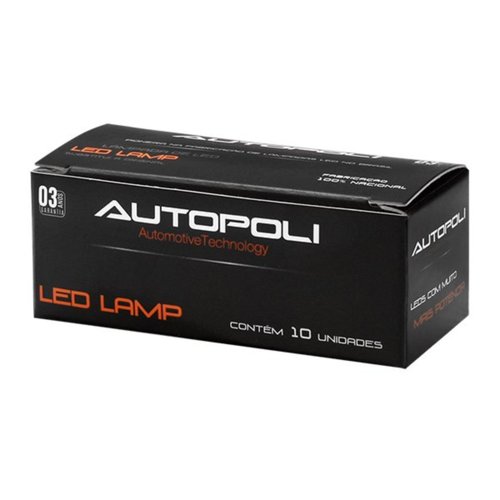 Lâmpada LED Autopoli Branco 24V 1,8W W2,1X9,5D Pingão 10 Un