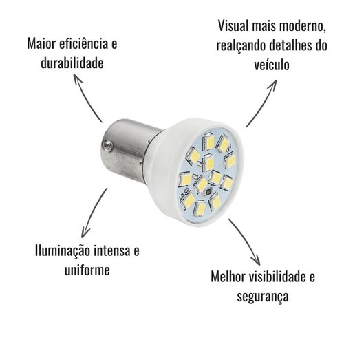 Lâmpada LED Autopoli Branco 24V 3,5W BA15S-21 (1141) 10 Unid