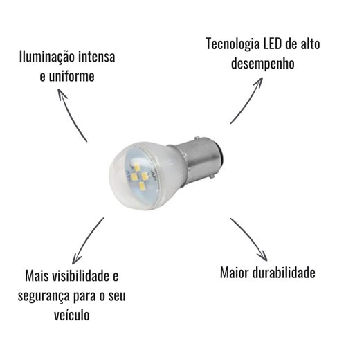 Lâmpada LED Autopoli Branco 24V 3W BA15S-21 (1141) 10 Unid