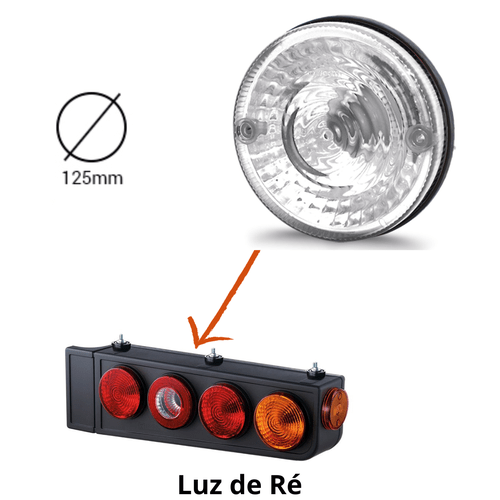 Lanterna Luz de Ré com Retrorefletor  125mm - Cristal