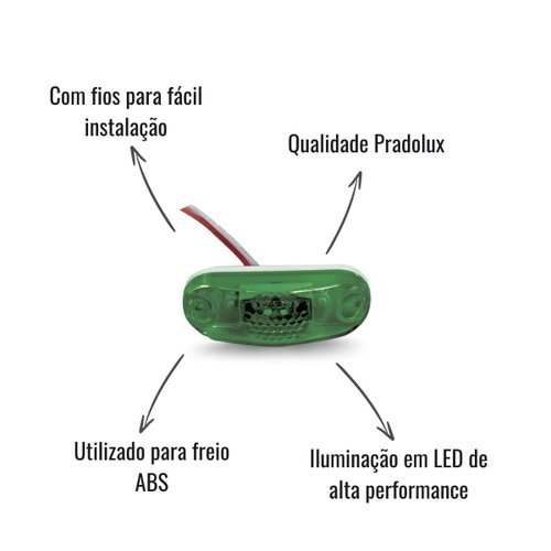 Lanterna de Placa LED Pradolux Verde com Fios para Freio ABS