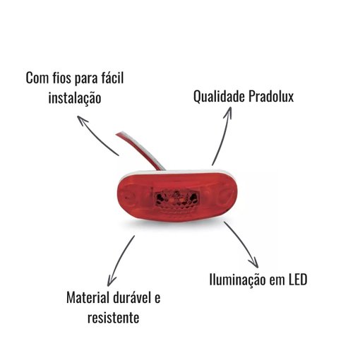 Lanterna de Placa LED Pradolux Vermelha com Fios
