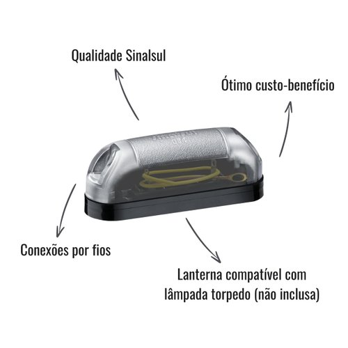 Lanterna de Placa Sinalsul Lâmpada Torpedo Universal