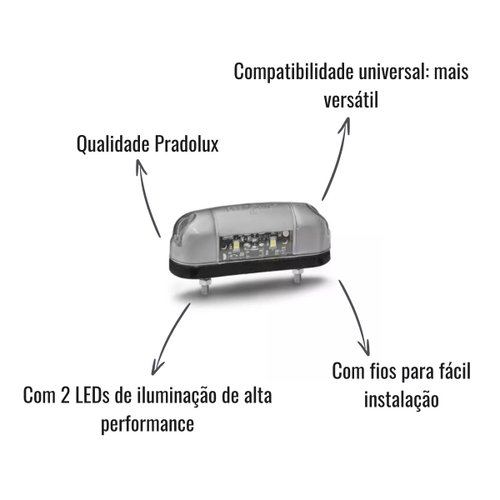 Lanterna de Placa Pradolux Bivolt Alumínio 2 LEDs Universal
