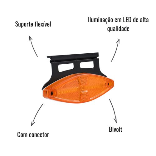 Lanterna Lateral LED Sinalsul Oval Amarela Bivolt R7