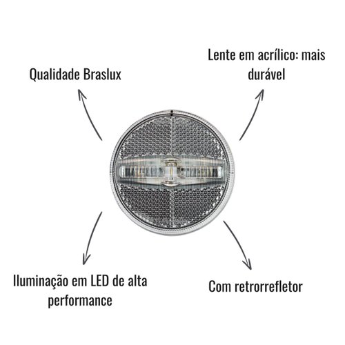 Lanterna Lateral LED Braslux Cristal 70mm Librelato Original