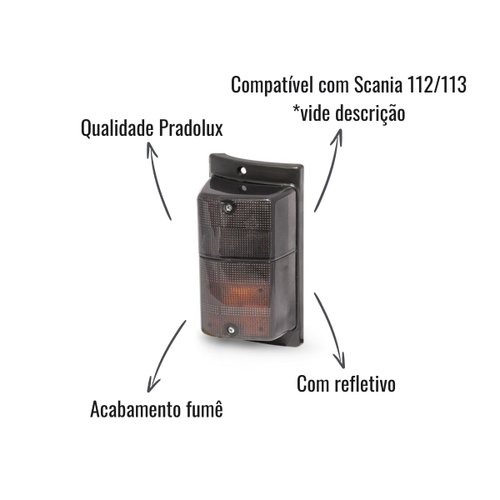 Lanterna Direcional Pradolux Fumê LE C/Refletivo para Scania