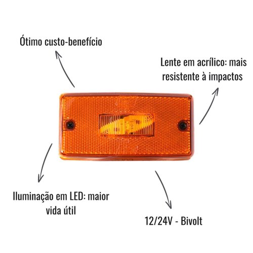 Lanterna Lateral LED Baú GF Bivolt Amarela Com Fios