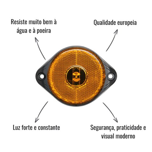 Lanterna Lateral LED Aspöck Amarela C/Conector Randon