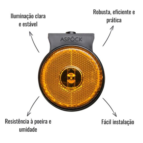 Lanterna Lateral LED Aspöck Amarela C/Suporte Randon