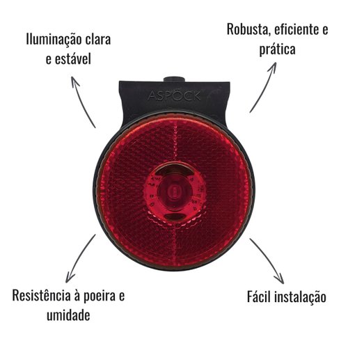 Lanterna Lateral LED Aspöck Vermelha C/Suporte Randon