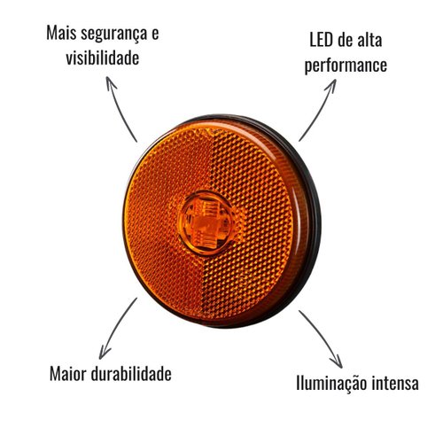 Lanterna Lateral LED Braslux Amarelo Ø 89mm Randon Noma 10Un