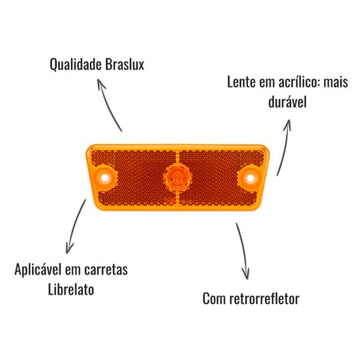 Lanterna Lateral LED Braslux Diamond Amarela para Librelato