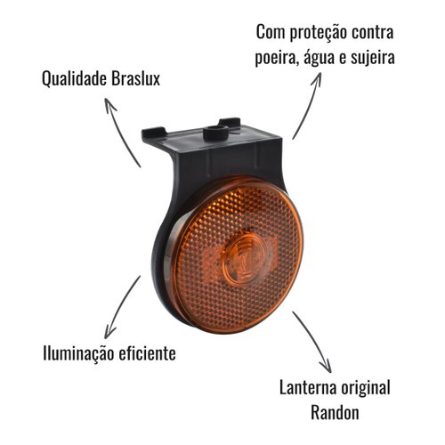 Lanterna Lateral LED Braslux C/Suporte 65mm Amarela Randon