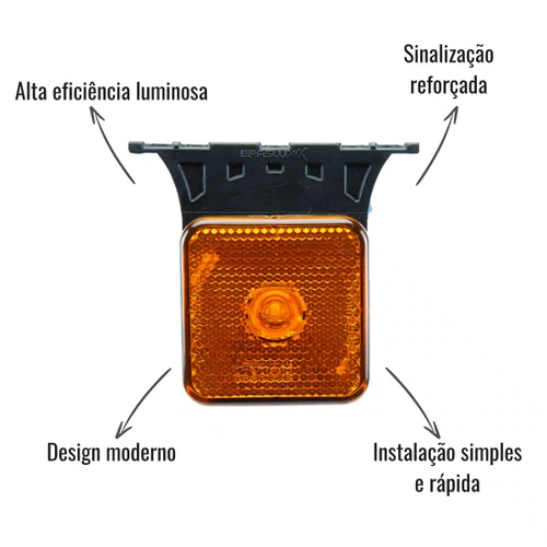 Lanterna Lateral LED Braslux Quadrada Amarela C/Suporte