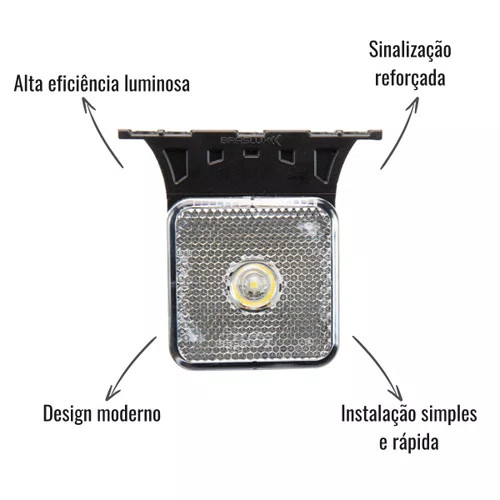 Lanterna Lateral LED Braslux Quadrada Cristal C/Suporte