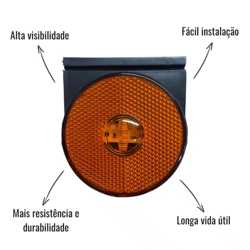 Lanterna Lateral LED Multilight Amarela C/Fios e Suporte