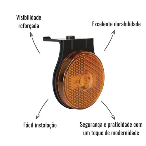 Lanterna Lateral LED Multilight Amarela C/Suporte 65mm
