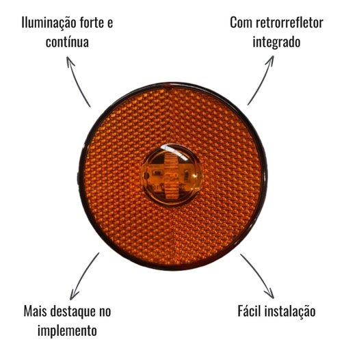 Lanterna Lateral LED Multilight Bivolt Amarela 88mm Randon