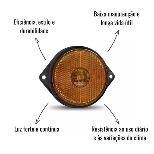 Lanterna Lateral LED Pradolux Amarela 66mm C/Conector Randon