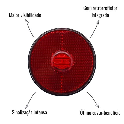 Lanterna Lateral LED Sinalsul 88mm Vermelha Bivolt Conector