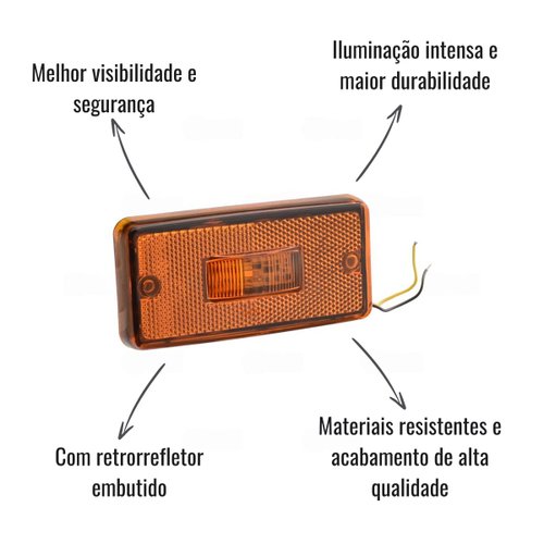 Lanterna Lateral LED Sinalsul Amarela Bivolt Facchini Baú