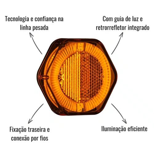 Lanterna Lateral LED Sinalsul Amarela Bivolt Fios