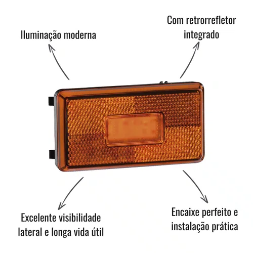 Lanterna Lateral Posição Sinalsul LED 24V Amarela Scania NTG