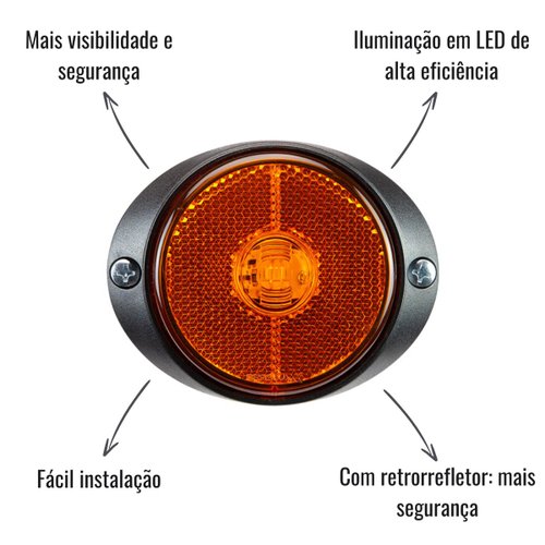 Lanterna Lateral Retrorrefletor LED Braslux Amarela Randon
