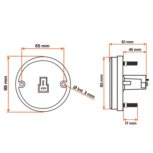 Lanterna Lateral Sinalsul 88mm Vermelha Randon