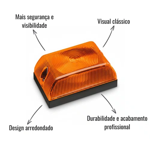 Lanterna Lateral Sinalsul Amarela Baú Tijolão Arredondada