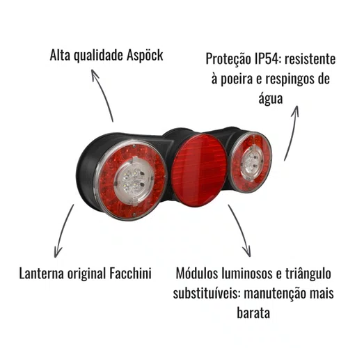 Lanterna Traseira LED Aspöck Braspoint IV Bivolt LE Facchini
