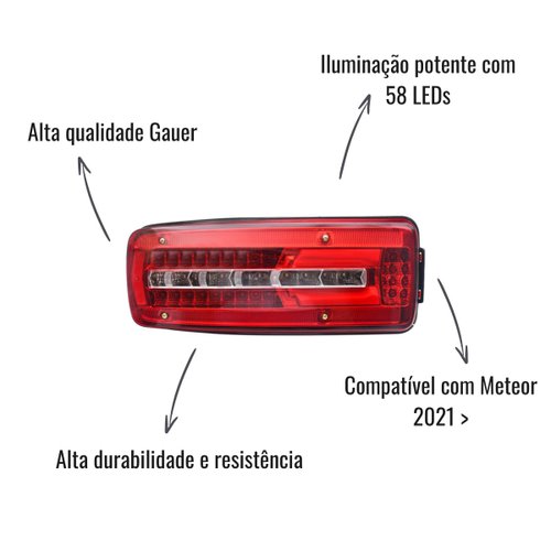 Lanterna Traseira LED Gauer Esquerdo C/Vigia VW Meteor