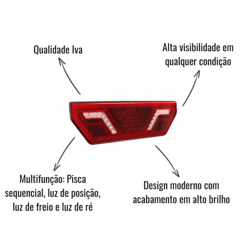 Lanterna Traseira LED Iva Esquerdo 24V Multifunção Universal
